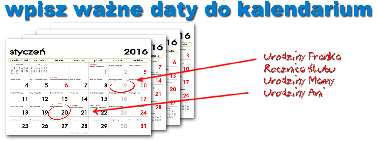 wpisz ważne daty do kalendarza